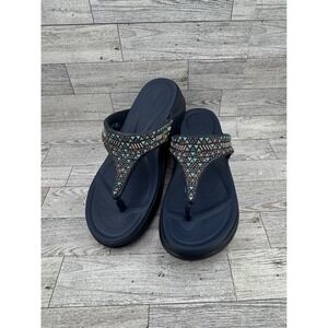 Crocs Women's Sexi Flip Flop Sandals Navy Blue Geometric Straps Size 10‎